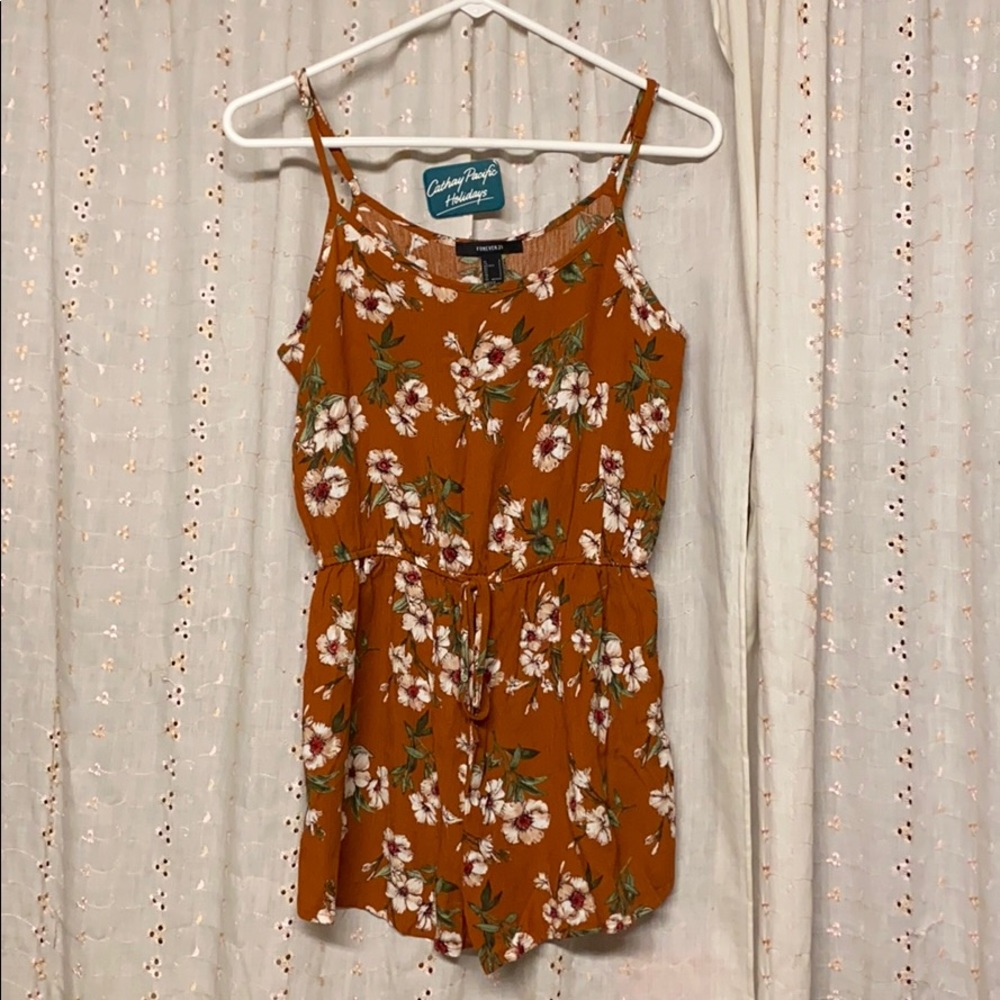 Orange floral romper